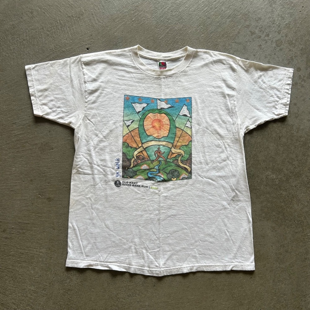 Vintage 2000 Old Kent River Bank Run Shirt Size XL White 5K Running Grand Rapids